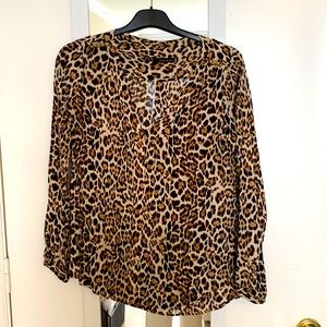 Leopard print v neck blouse.